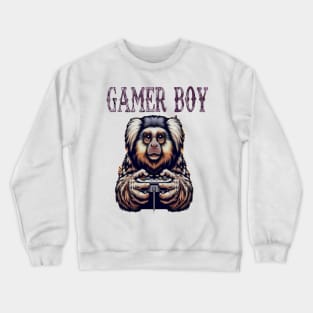 Busy marmoset monkey playing video game Crewneck Sweatshirt